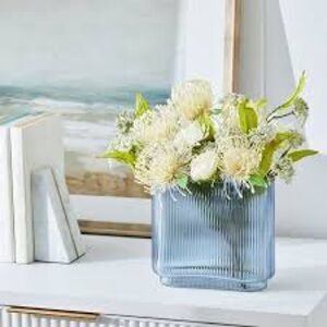 NWT BHG Ribbed Glass Vase 7'' D x 7'' H